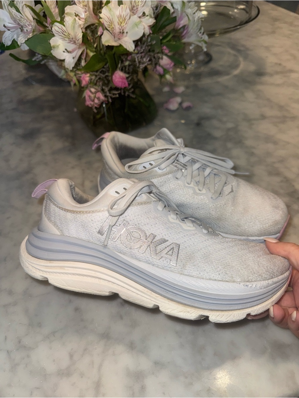 HOKA Women's Gaviota 5 Running Shoes - Sea Ice/ Pink Twilight - Picture 5 of 9